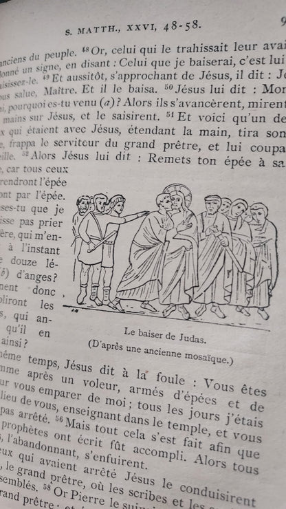 1902 Le Nouveau Testament & Prayer Card | Hand-Illuminated, Stamped by L. Angeli