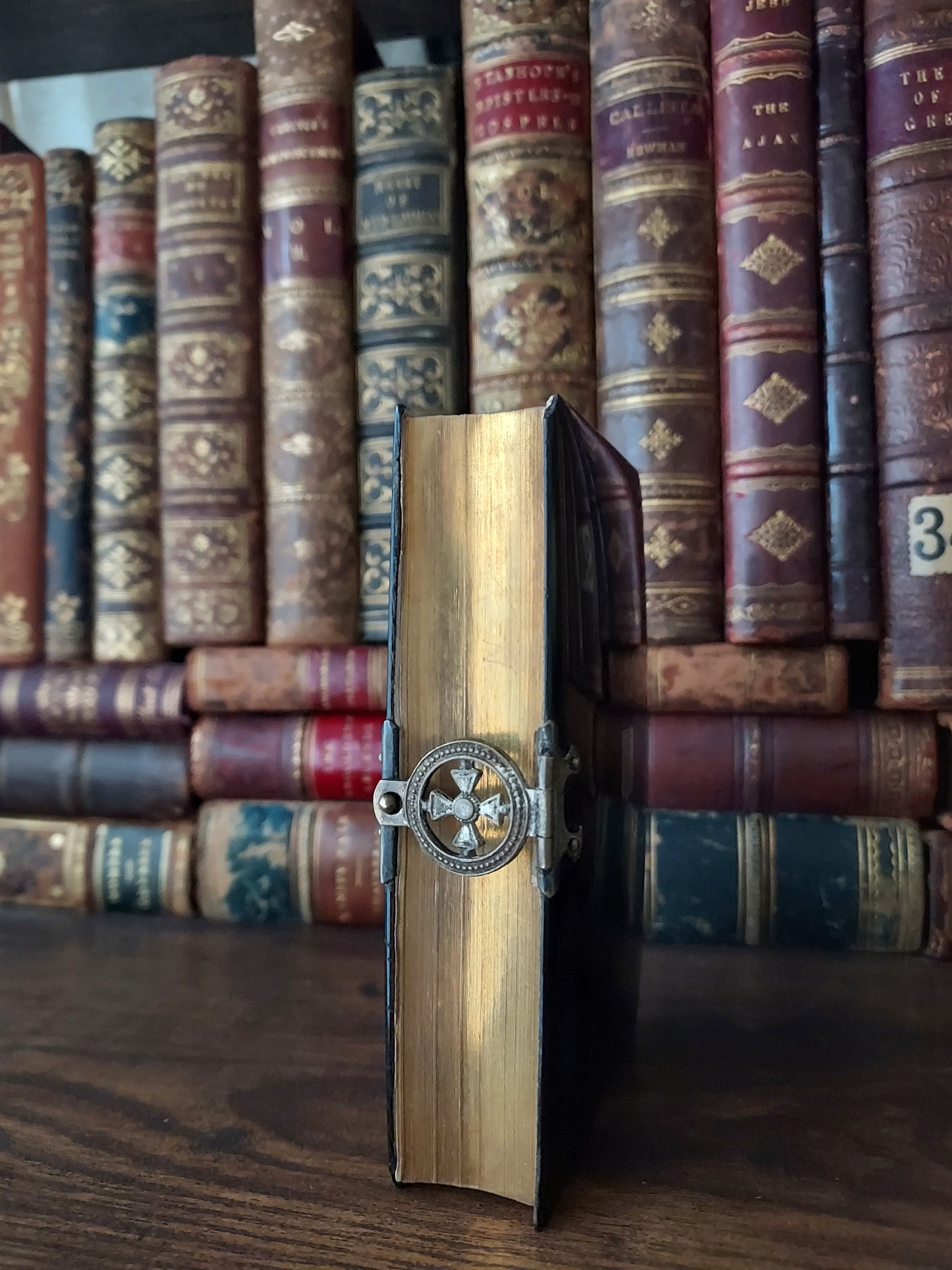 1850s Paroissien Romain | Mother-of-Pearl Cross and Purple Velvet Details