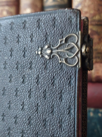 1859 Petit Paroissien | Red Gauffered Page Edges and Gothic Double Clasp