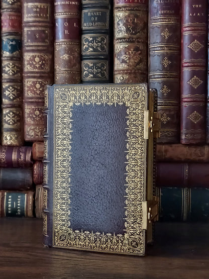 1873 Recueil de prieres: Ornate Double Clasp Binding w/ Paisley Fore-Edge Painting