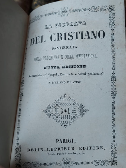 19th-century La Giornata del Cristiano | Blue Velvet & a Cross Clasp