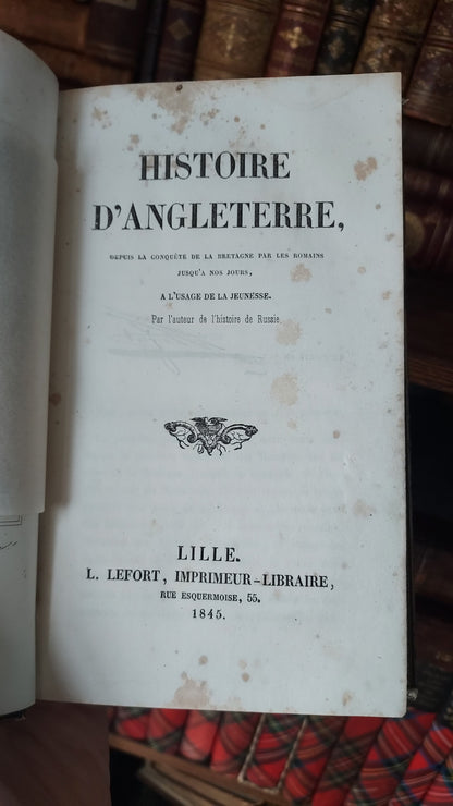 1845 Histoire d'Angleterre | Navy & Gold Cartonnage Binding