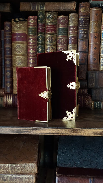 1850 Paroissien | Smaller Ruby Colored Velvet w/ Gold Clasp
