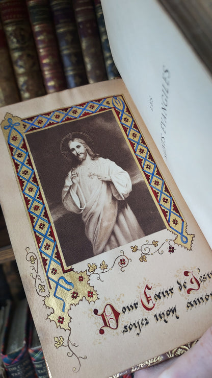 1902 Le Nouveau Testament & Prayer Card | Hand-Illuminated, Stamped by L. Angeli