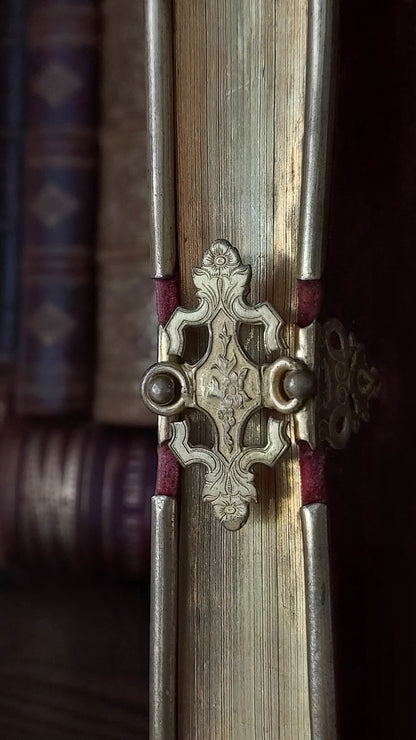 1850 Paroissien | Smaller Ruby Colored Velvet w/ Gold Clasp