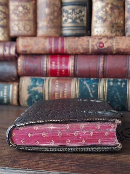 1859 Petit Paroissien | Red Gauffered Page Edges and Gothic Double Clasp