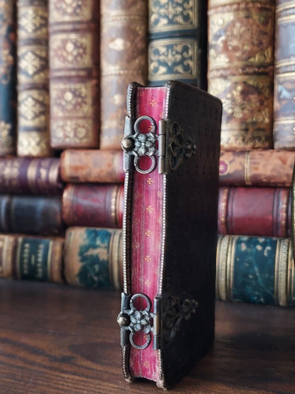 1859 Petit Paroissien | Red Gauffered Page Edges and Gothic Double Clasp