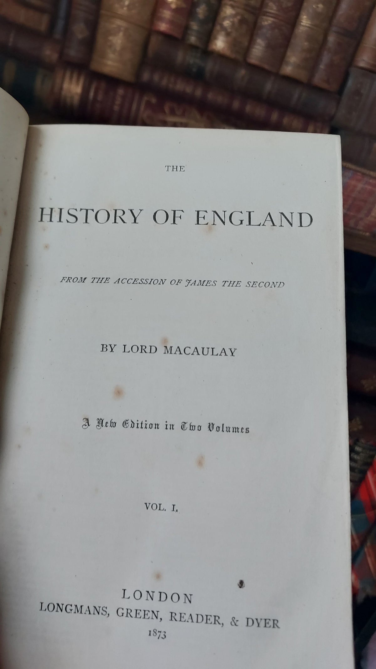 1873 History of England | Eton Leaving Present, 2 Volumes