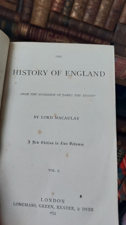 1873 History of England | Eton Leaving Present, 2 Volumes