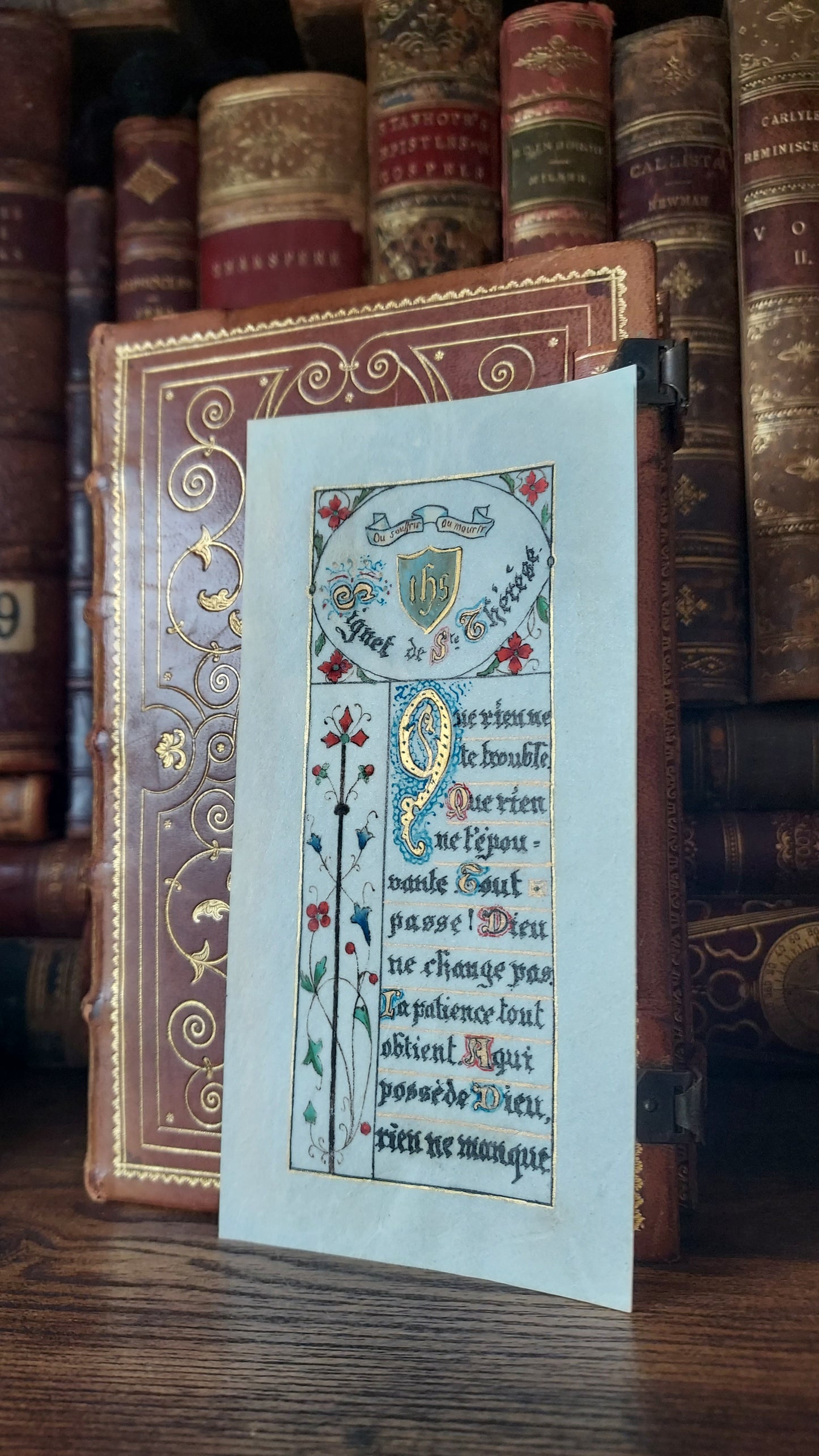 1902 Le Nouveau Testament & Prayer Card | Hand-Illuminated, Stamped by L. Angeli