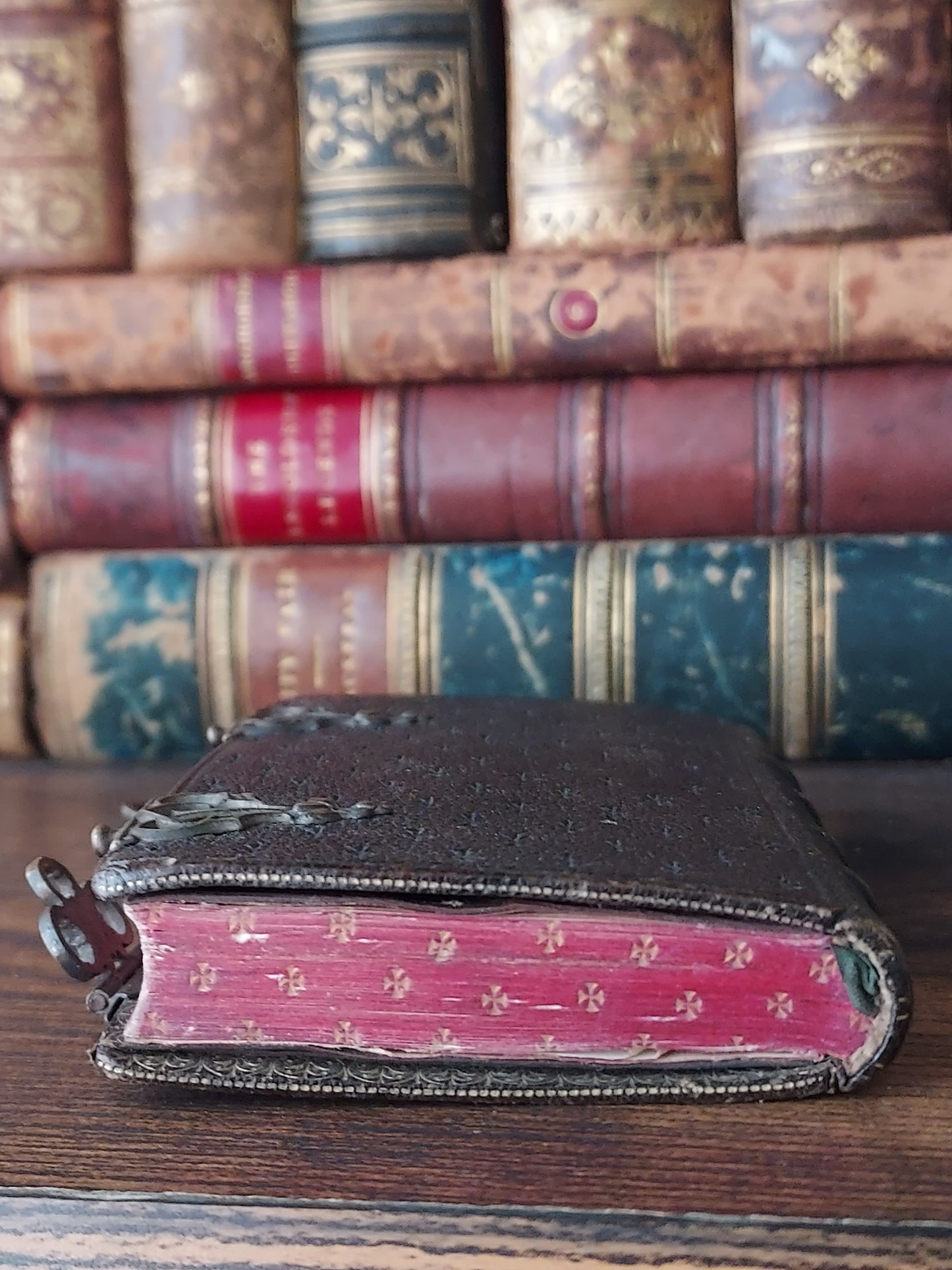 1859 Petit Paroissien | Red Gauffered Page Edges and Gothic Double Clasp