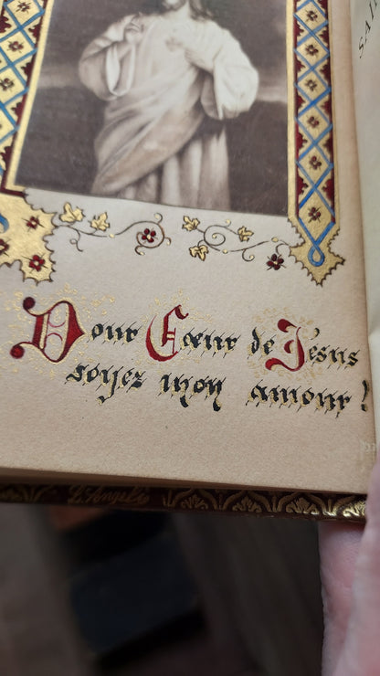 1902 Le Nouveau Testament & Prayer Card | Hand-Illuminated, Stamped by L. Angeli