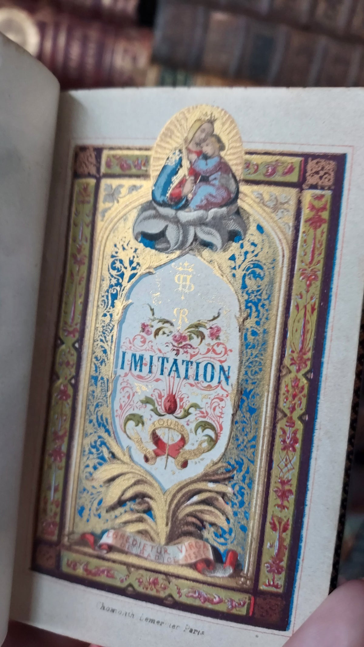 1858 Imitation de Jésus-Christ | Red Pages & Ermine Gauffering