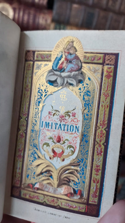 1858 Imitation de Jésus-Christ | Red Pages & Ermine Gauffering