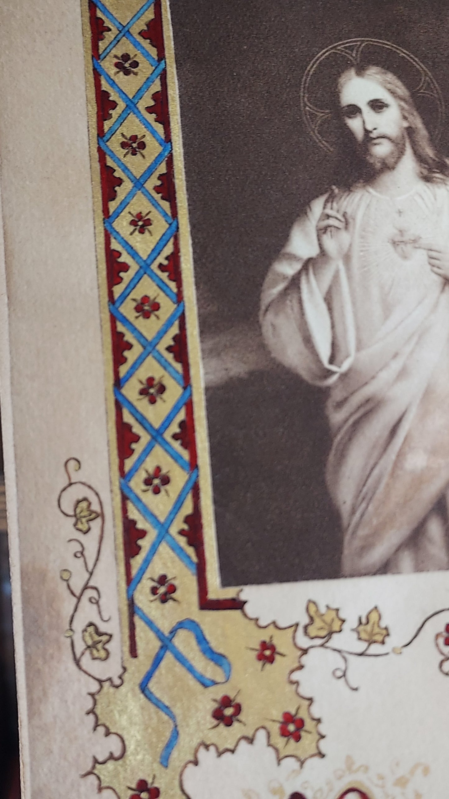 1902 Le Nouveau Testament & Prayer Card | Hand-Illuminated, Stamped by L. Angeli