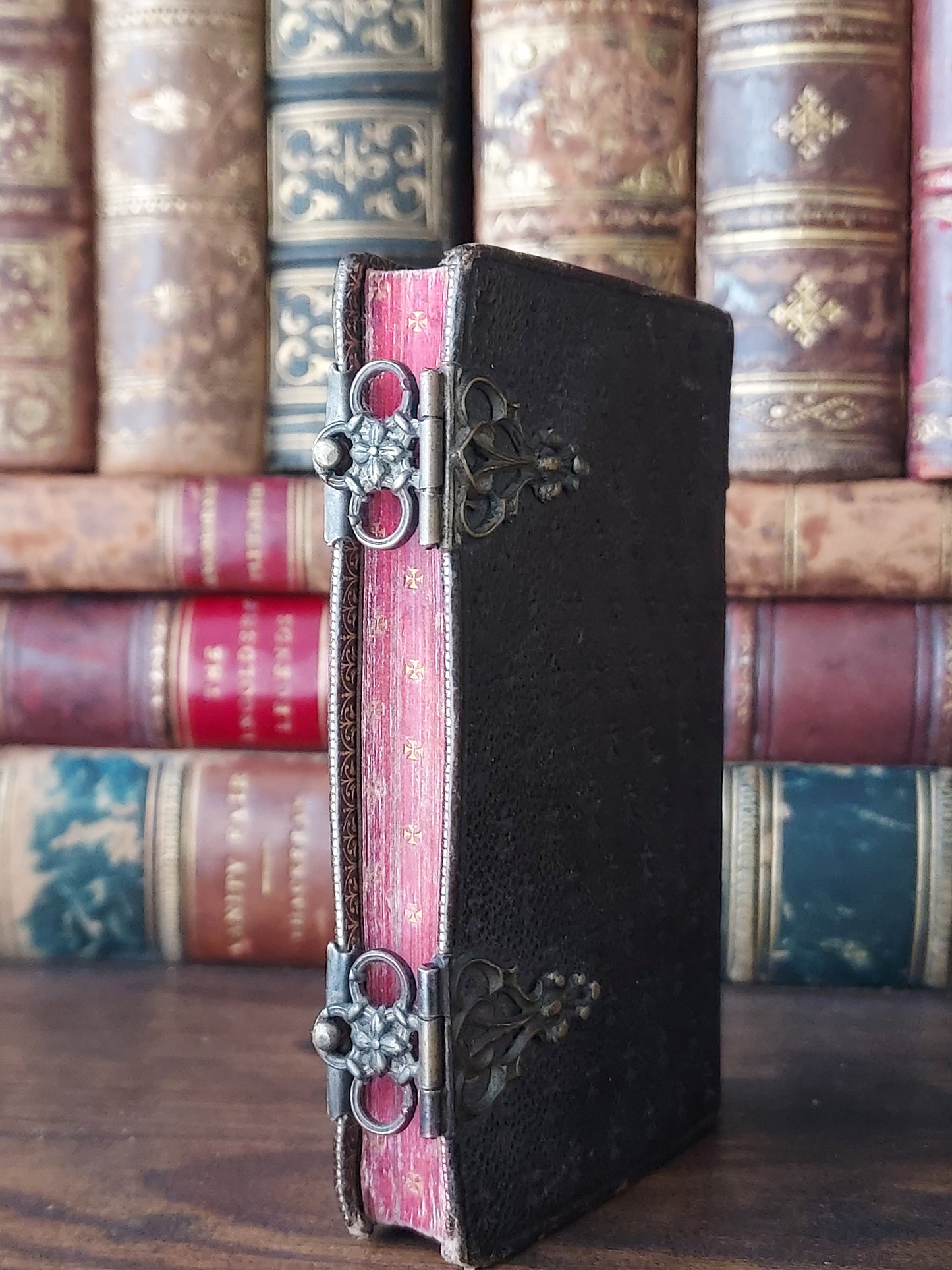 1859 Petit Paroissien | Red Gauffered Page Edges and Gothic Double Clasp