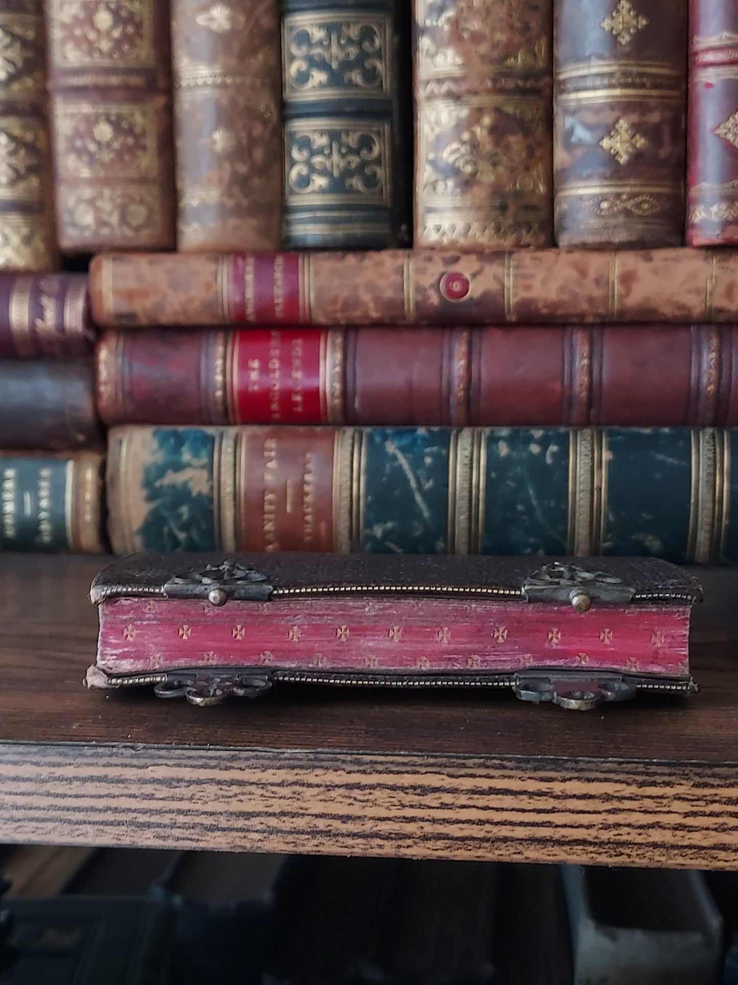 1859 Petit Paroissien | Red Gauffered Page Edges and Gothic Double Clasp