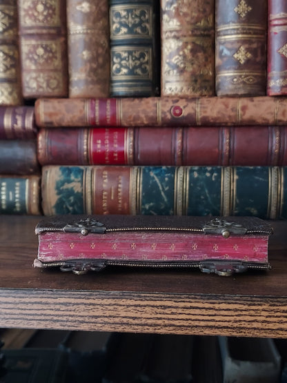 1859 Petit Paroissien | Red Gauffered Page Edges and Gothic Double Clasp