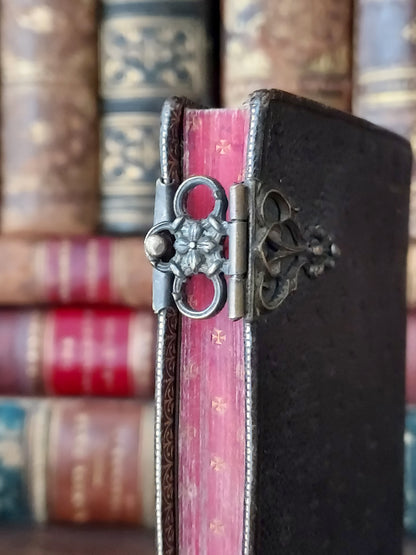 1859 Petit Paroissien | Red Gauffered Page Edges and Gothic Double Clasp