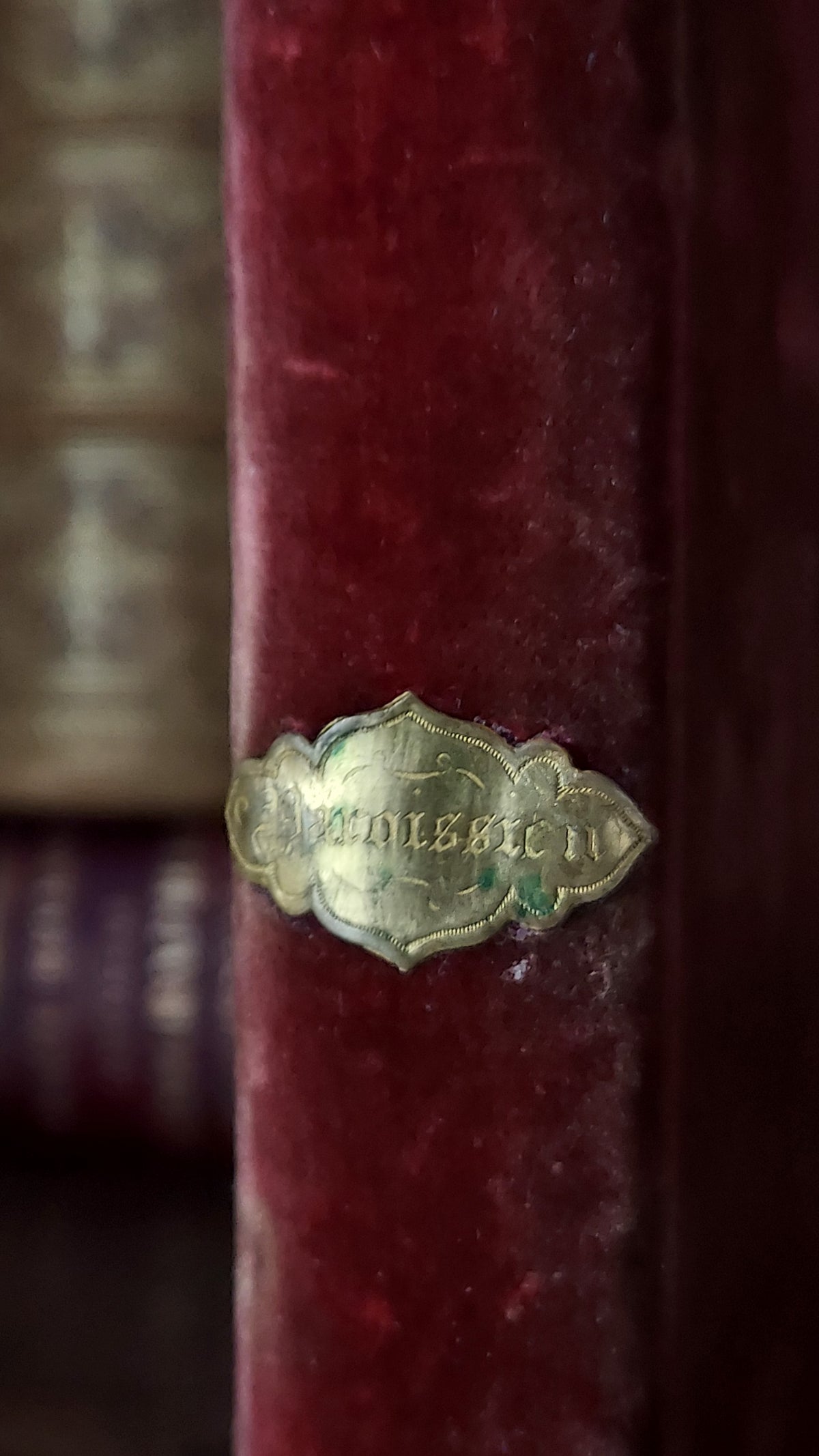1850 Paroissien | Smaller Ruby Colored Velvet w/ Gold Clasp