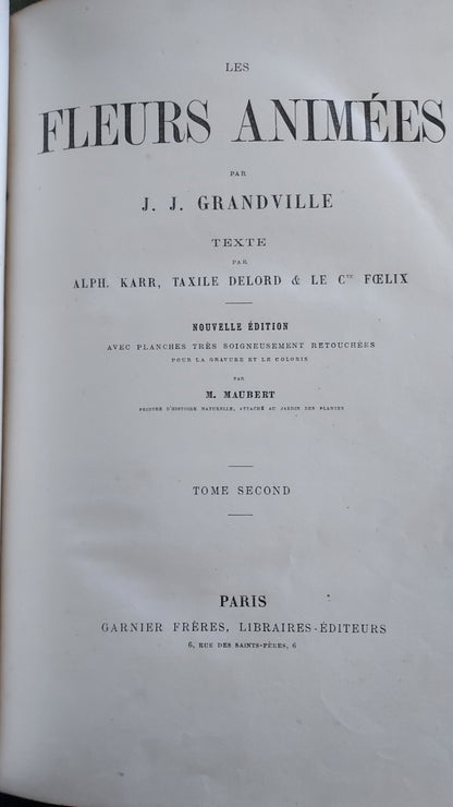 1867 Les Fleurs Animées | Grandville Brown Leather 2-Volume Set